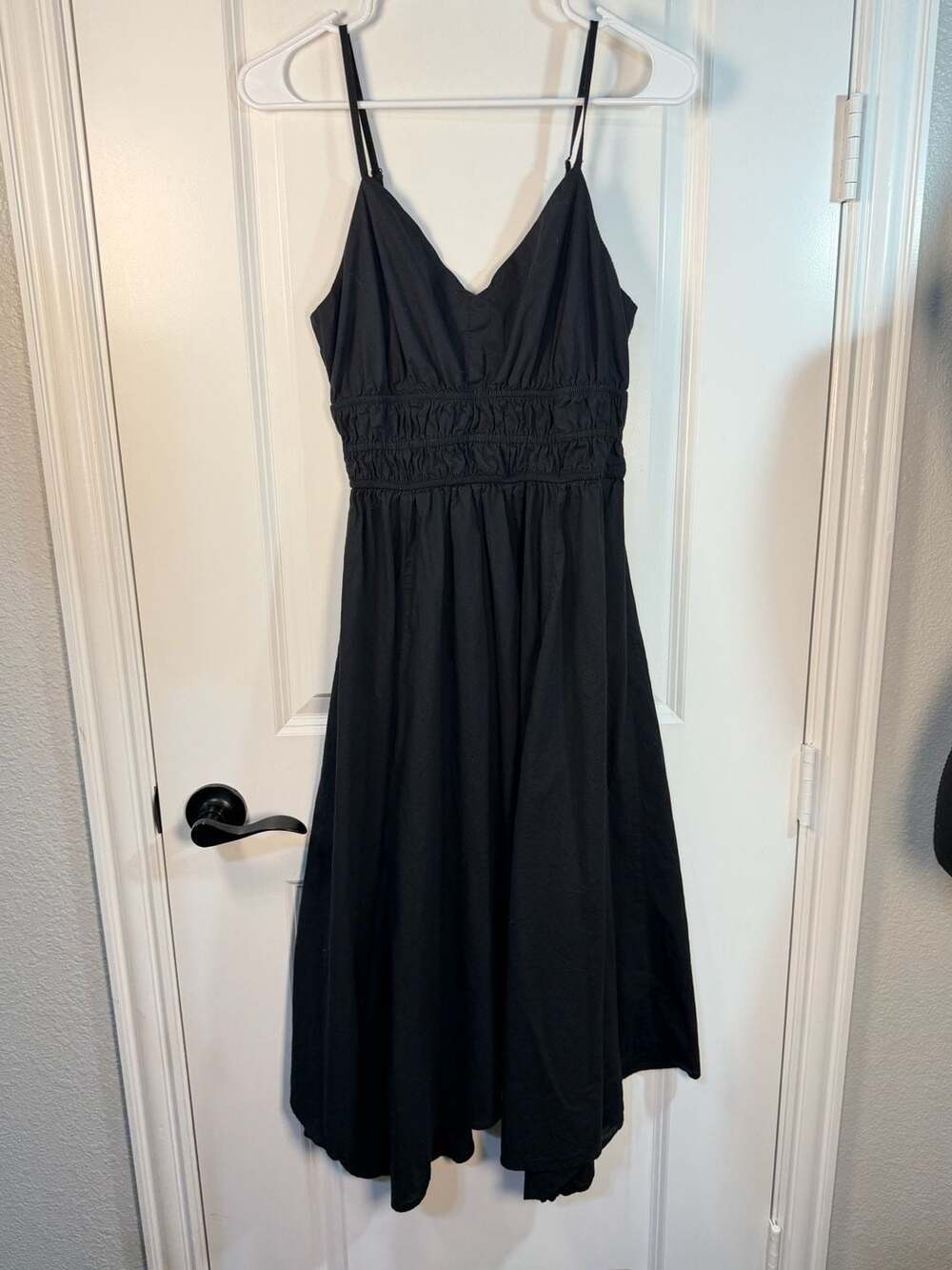 Dizzy Lizzy Black Smocked Waist Cotton Midi Dress Size M - Picture 5 of 9